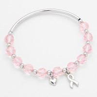Glitz N Pieces €14.50 - Pink Ribbon Beaded Charm Bracelet http://bit.ly/1uQC3ev
