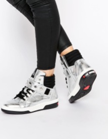 Love Moschino €330.89 - Silver Patent Leather Hi Top Trainers http://bit.ly/1MnJ2kP