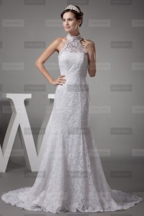 Fany Crown €449 - Fine High neck Long White Wedding Dress http://bit.ly/1ErK9LQ