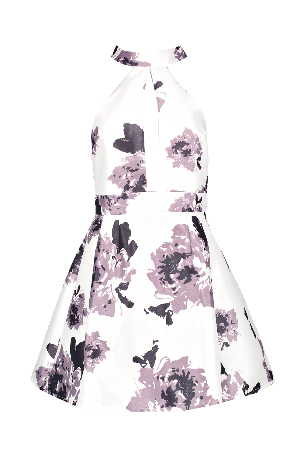 sateen butterfly print fit and flare dress