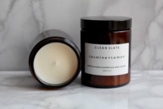 Moss Cottage, €19 - Clean Slate Jasmine + Lemon Candle http://moss.ie/collections/candles/products/clean-slate-jasmine-lemon-scented-soy-candle