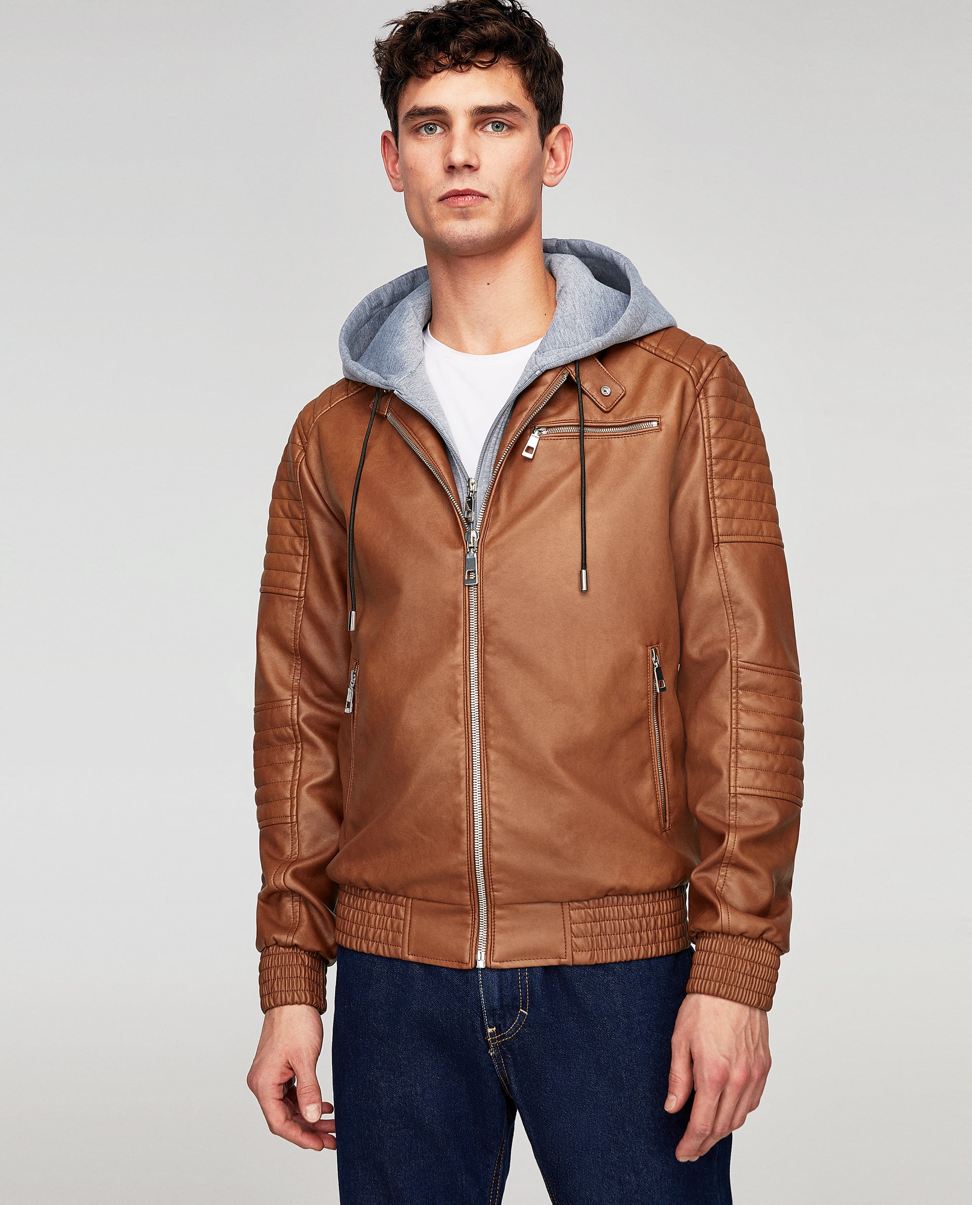 zara leather jacket with hood