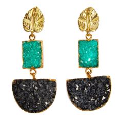 The Collective, Amazonia Earrings In Green & Black Druzy, €75 http://bit.ly/3AM9W8p